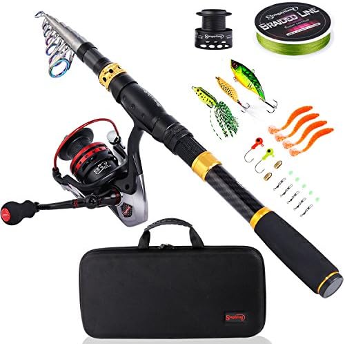 Sougayilang Fishing Rod Reel Combo with Telescopic Fishing Pole Spinning Reel Carrier Bag for Travel Saltwater Freshwater Fishing by Sougayilang