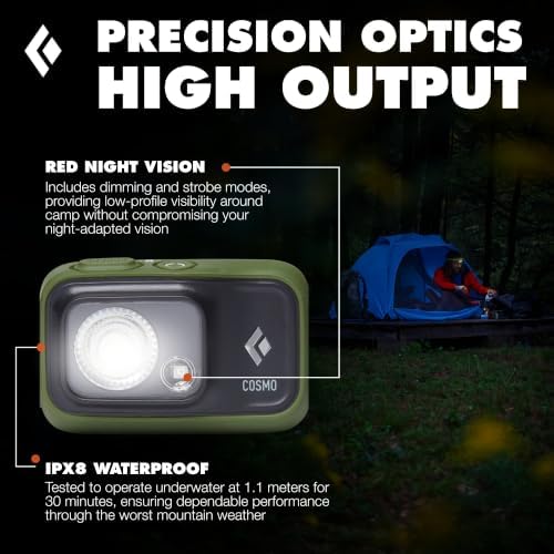 BLACK DIAMOND Cosmo 350 Headlamp, AAA Powered, Dimmable, BD Dark Olive - Image 4