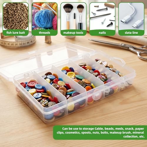 4 Pack 5-Grid Clear Plastic Fishing Tackle Storage Box, 7x4.3x1.2inch - Image 4