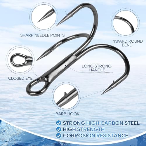UCEC Fishing Hooks Treble Hooks for Trout Saltwater Freshwater Fish Hook - Image 2