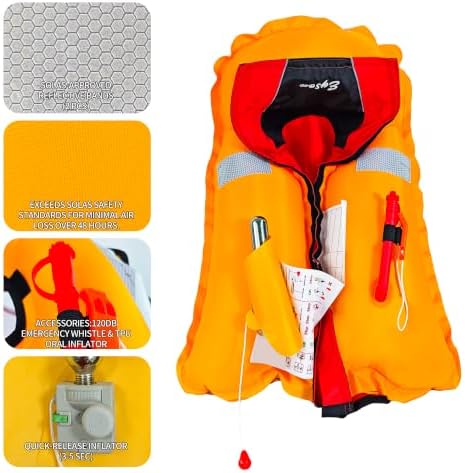 Manual Inflatable Life Jacket,Preserver PFD for Adults,Life Vest for Adults,Supports Weight up to 330 pounds - Image 3