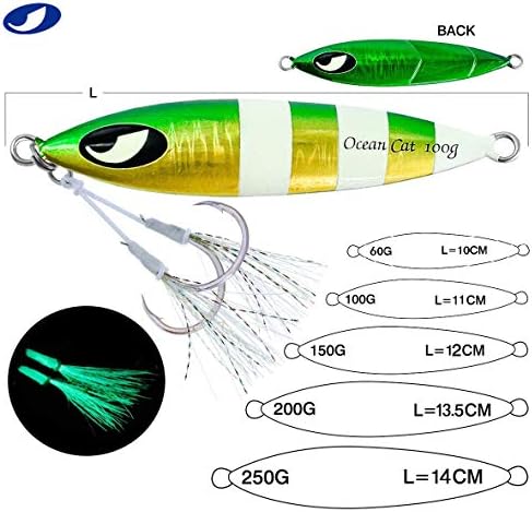 OCEAN CAT Lead Metal Flat Slow Fall Pitch Fishing Jigs Lures Sinking Vertical Jigging Bait with Butterfly Hook for Saltwater Fishing - Image 4