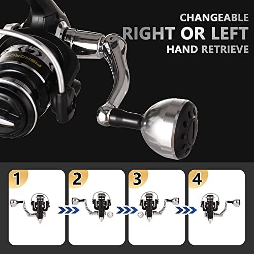 Fishdrops Spinning Fishing Reels, Lightweight Spinning Reel, 15.5 LBs Max Drag, 5.1:1/5.5:1 High Speed Ultra Smooth Powerful with CNC Aluminum Spool Fishing Reels Freshwater(Black/Gold) - Image 6