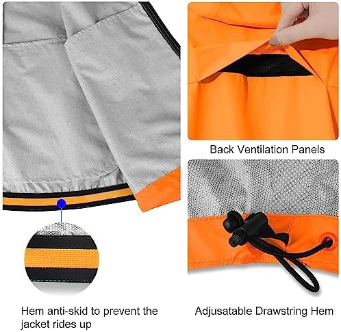 baleaf Men's Rain Jacket Waterproof Hood Lightweight Reflective Packable - Image 3