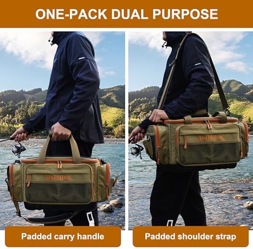 Fishing Tackle Box Bag - Fishing Bags for Saltwater or Freshwater (#Khaki) Fishing Tackle Bags - Padded Shoulder Strap - Tackle Bag for 3600 3700 Tackle Box - Image 7