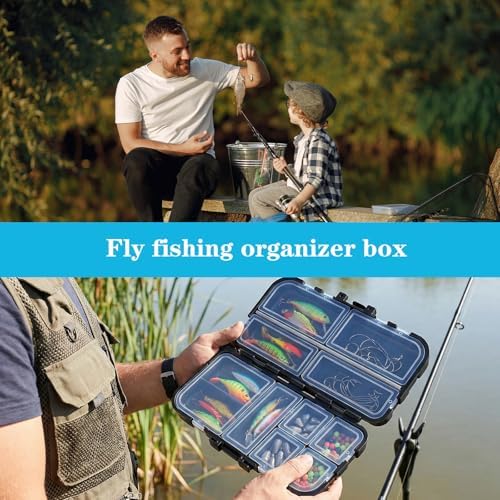 8 Pack Small Tackle Box, Plastic Fishing Organizer with 12 Compartments & Lanyard, Large Tackle Storage Containers for Hooks Lures Baits - Image 4
