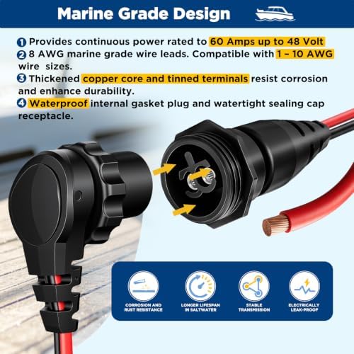 Trolling Motor Plug and Receptacle 1865120 MKR28 compatible with Minn Kota - Image 3