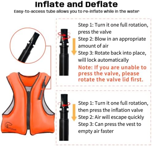 Rrtizan Inflatable Snorkel Vest for Adult, Suitable for Adult 90-220lbs - Image 3