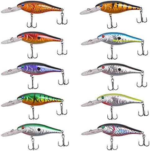 Fishing Lures Kit Crankbait Minnow Hard Bait Set Deep Diving Jerkbait Swimbait Popper Pencil Walleye Lures Artificial Fishing Bait for Bass Trout Redfish Saltwater Freshwater Fishing Lure by AGOOL