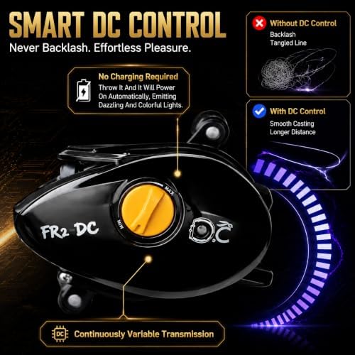 DC Baitcasting Reel with Smart Digital Brake, Anti-Backlash Fishing Reel with Signature DC Sound, Easy-Control 7.1:1 Baitcaster for Beginners & Bass Fishing - Image 4