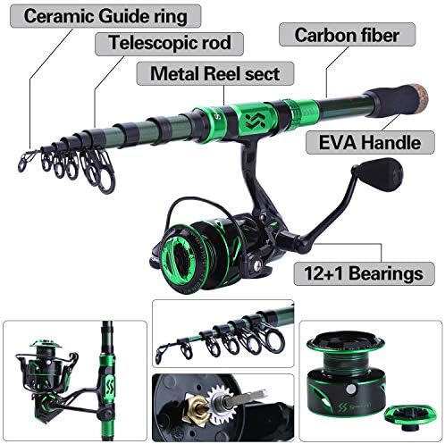 Sougayilang Fishing Rod and Reel Set Carbon Fiber Telescopic Fishing Rod 12+1BB Spinning Reel with Carry Case for Saltwater Freshwater - Image 2
