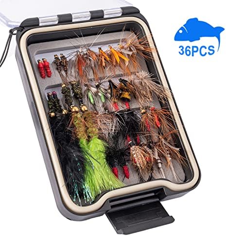 Hand-Tied Fly Fishing Flies Kit, Dry Wet Flies Nymphs Streamers Assortment for Trout & Bass with Waterproof Fly Box - Image 2