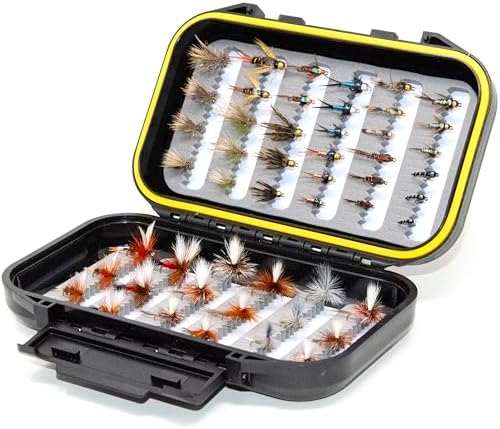 24/36/50/66 Premium Hand Tied Fly Fishing Flies Assortment | Waterproof Fly Boxes | Dry, Wet, Nymphs, Streamers, Wooly Buggers, Terrestrials | Trout, Bass Lure Set, Kit, Gift by Outdoor+Planet
