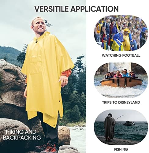 PTEROMY Hooded Rain Poncho for Adults, Reusable Waterproof Raincoat - Image 5