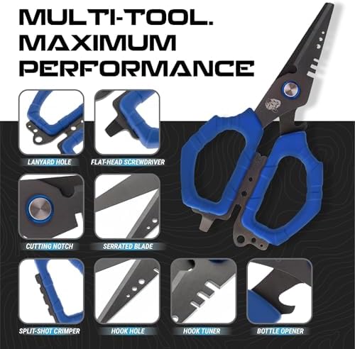 Reaction Tackle Fishing Line Scissors, 6.5 Inch Heavy Duty Braid Shears with Serrated Stainless Steel Blades, Multi-Tool with Sheath, Cuts Braid, Mono, Fluoro and Wire - Image 2