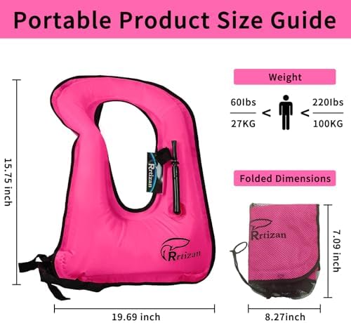 Rrtizan Snorkel Vest, Adults Inflatable Snorkeling Vest up to 220 lbs - Image 5