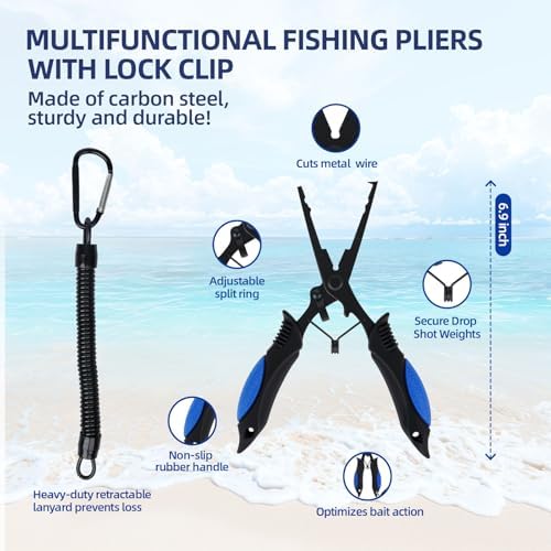 RAWILL Fishing Kit,Filleting Knife,Hook Remover,Fish Grip, Line Cutter,Fishing Scale, Pliers with Lanyards,Not Include Batteries - Image 5