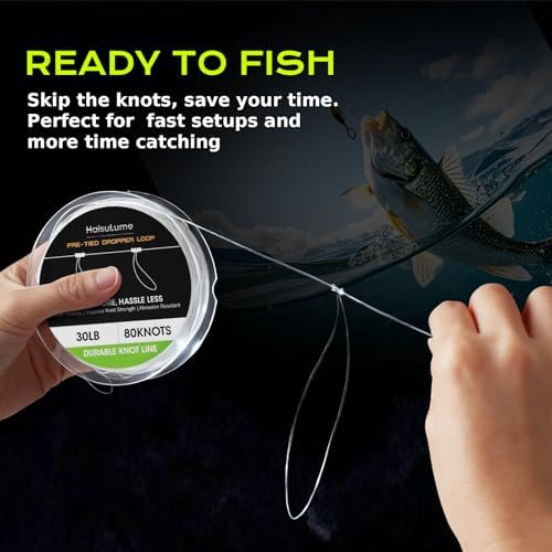 Pre-Tied Dropper Loop Knots Fishing Line, 80 Knots Monofilament Leader with 5.5" Loop Diameter & 18" Spacing, Saltwater & Freshwater Fishing Knots Line for Sea Bass, Snapper, Cod - Image 3
