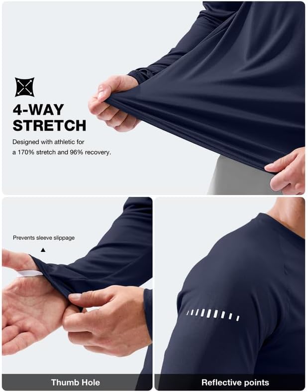 Men's Sun Protection Swim Long Sleeve UPF 50+ Rash Guard Lightweight Shirts - Image 5