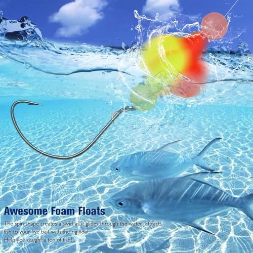 Dovesun 220/104/80/60/54/52/42pcs Pompano Rig Floats for Surf Fishing Foam Bobbers for Fishing Fly Fishing Bobbers Floats Bright Color Kit/Round/Cylindrical/Heart/Bullet/Pill/Spin Shape - Image 2