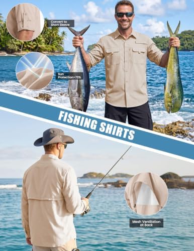 WULFUL Men's Sun Protection Fishing Shirts UPF 50+ Lightweight Quick Dry Cooling Long Sleeve Shirts for Work Hiking Safari - Image 3
