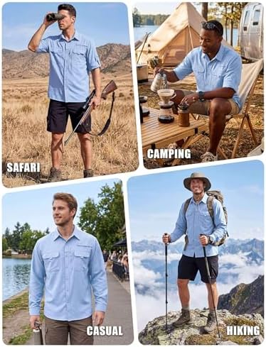 WULFUL Men's Sun Protection Fishing Shirts UPF 50+ Lightweight Quick Dry Cooling Long Sleeve Shirts for Work Hiking Safari - Image 2