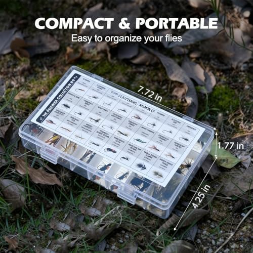 122 Pcs/ 40 Pcs Hand Tied Fly Fishing Flies Assortment with 2 Fly Boxes ID Learn Cards, Dry, Wet, Streamers, Wooly Bugger, Terrestrial Trout Bass Lure for Fishing Lover Gift - Image 3