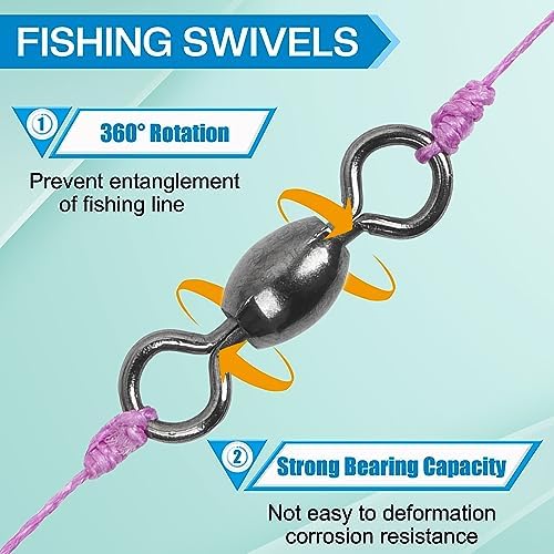 Shaddock Fishing 300pcs Barrel Swivels Fishing Tackles Saltwater Freshwater - Image 3