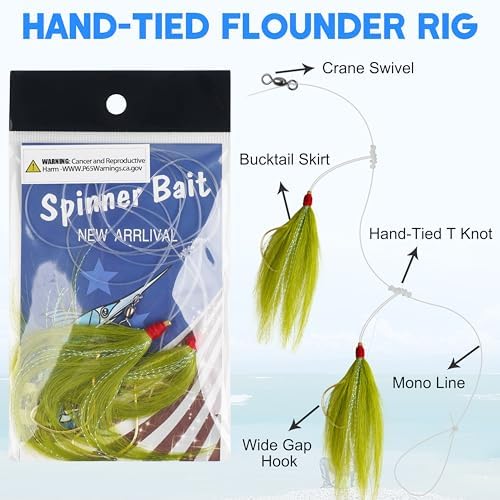 Fishing Teaser Rigs Saltwater, 3/6 Pack Flounder Rigs Hand Tied Sea Bass Hi Lo Rig Fishing Bait Rigs Multicolor Mylar Bucktail Teasers Rig for Flounder Fluke Halibut Sea Bass - Image 4