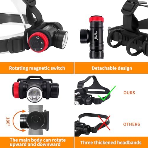 ARCHON DH10 Diving Headlamp Underwater Hand-Free Lighting Dive Light, 1200 Lumens Submarine Rechargeable Headlight with Wider Headband and Top Headband - Image 3