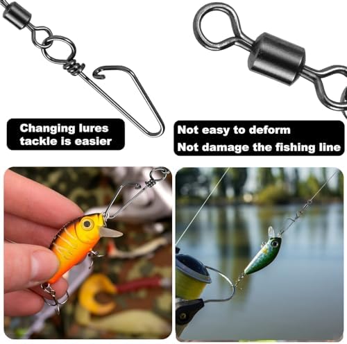 Realure 120Pcs Coastlock Barrel Snap Swivels, 6 Sizes 6#~14# Black Nickel Brass Stainless Steel Terminal Tackle, Corrosion Resistant Rolling Connectors for Freshwater Saltwater Bass Carp Fishing - Image 5