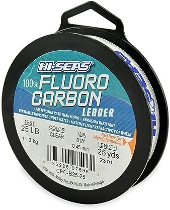 HI-SEAS 100% FLUOROCARBON Fishing LINE Leader - Clear Invisible Leader UNDETECTABLE to Fish, Fast Sinking 6LB-400LB by Hi-Seas