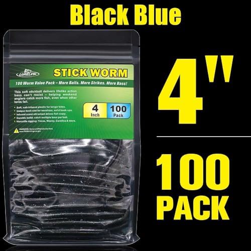 Wacky Worms Soft Plastic for Bass Fishing Lures–100 Pack 4" & 5" Stick Baits Wacky, Texas, Neko & Drop Shot Rigs–Bulk Soft Lure - Image 7