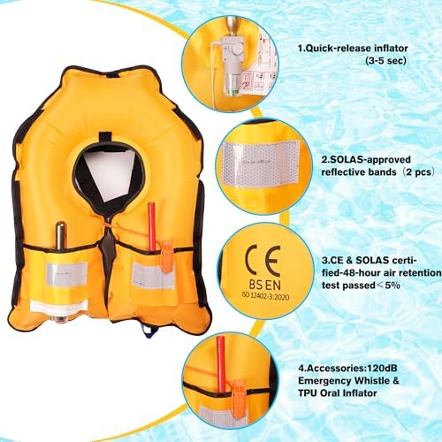Inflatable-Life-Jacket| Lightweight Life-Vest for Adults| Automatic Inflatable-PFD| Supports up to 300 lbs - Image 5