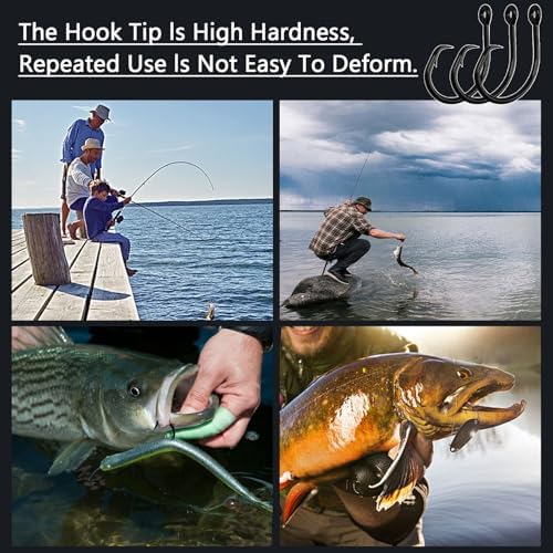 10PCS High-Carbon Steel Circle Hooks Barbed Fishing Hooks with Holes, Freshwater and Saltwater Fishing Hooks for Tuna, Catfish, Bass - Image 5