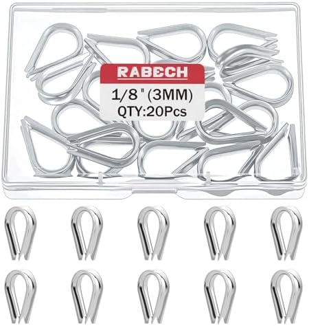M3 1/8 Inch Wire Rope Thimble 1/8" Stainless Steel Thimbles for Wire Rope Cable Thimble Rigging (Pack of 20Pcs) by RABECH