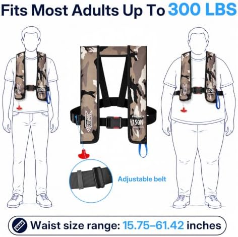 Inflatable PFD Life Jackets for Adults, 33g CO2 Cylinder - Image 4