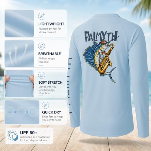 Palmyth Fishing Shirts for Men Long Sleeve UPF 50+ T Shirt Sun Protection - Image 6