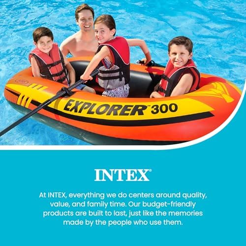 INTEX Explorer Compact Inflatable Boat Series: Dual Air Chambers – Welded Oar Locks – Grab Handles – Bow Rope – Sporty Design - Image 6