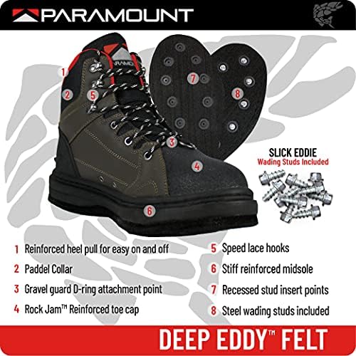 Paramount Outdoors Deep Eddy Wading Boots Felt and Rubber Cleated Outsole - Image 5