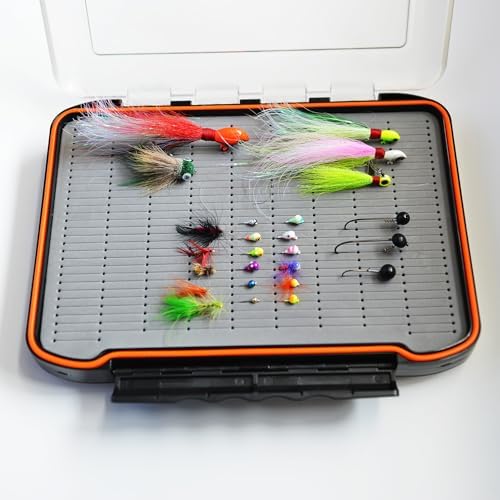 Alichino Fly Box for Fly Files Ice Jig Box Two Sided Waterproof Fly Fishing Box for Nymphs and Streamers (Grey Foam Insert C, Extra Large 11.8 * 8.4 * 2.2Inch) - Image 4