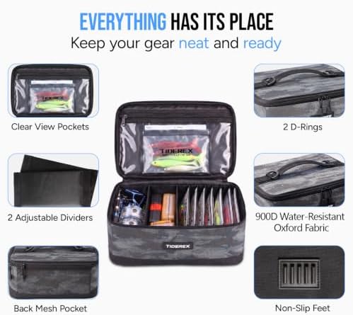 Fishing Tackle Bag with 20 DIY Soft Plastic Bait Bags, Black Camo - Image 2