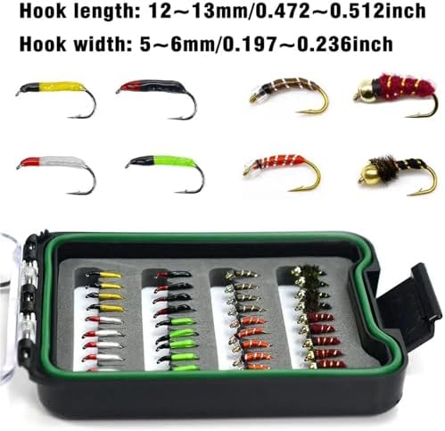 Fly Fishing Lures 2 Set Fly Fishing Flies with Waterproof Box Kit for Bass Trout Salmon Hand-Tied Dry, Nymphs, Scud Streamers Lures - Image 3