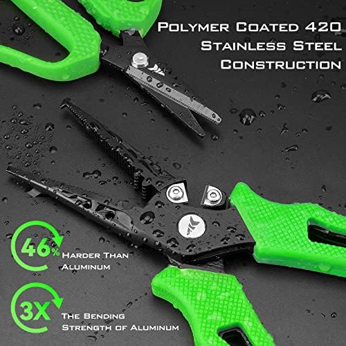 KastKing Cutthroat 7.5" Saltwater Fishing Pliers & Scissors Set, Green - Image 2