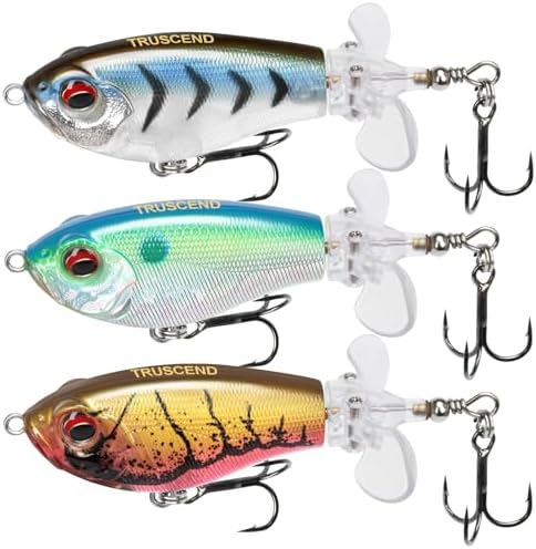 TRUSCEND Top Water Fishing Lures with BKK Hooks, Easy Catch Plopper Lure for Freshwater or Saltwater, Floating Lures for Bass, Pike, Catfish, Surface Wobble PoPobait Bass Baits Fishing Gifts for Men by TRUSCEND