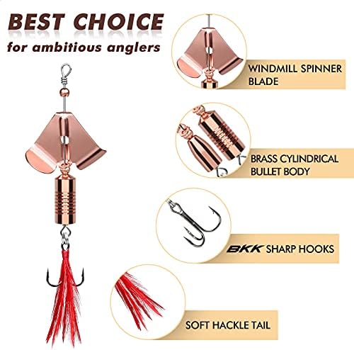 TRUSCEND Swim or Jig Fishing Spinner Baits for Freshwater and Saltwater, Rooster Tail Fishing Lures for Trout Bass Walleye Crappie Salmon Pike, Blade Bait with Copper Blade - Image 3