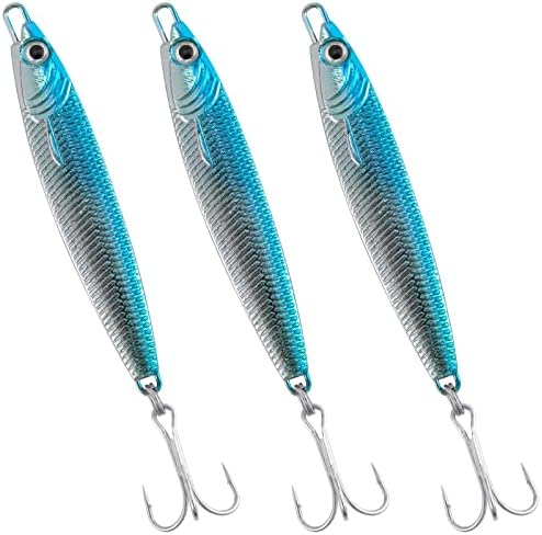 Dr.Fish Fishing Jigs Jigging Spoon Saltwater Fishing Lure Casting Metal Spoon Surf Fishing Mackerel Striper Lures Stinger Bluefish Vertical Diamond Jig by DrFish