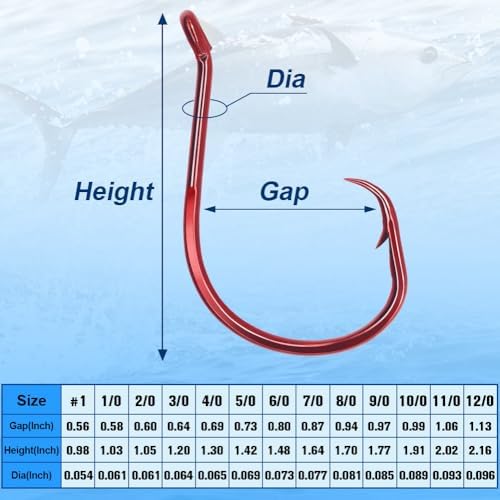 XFISHMAN Circle Hooks - Octopus Hooks Saltwater - 50 Pack #1 12/0 - Image 3