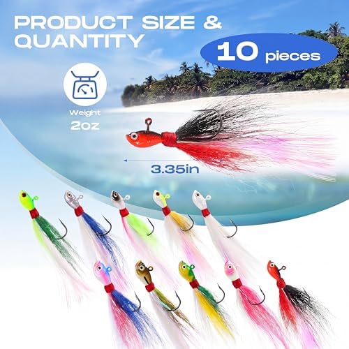 10 Pcs Bucktail Jigs Saltwater Hair Jig Fishing Lures - Image 2