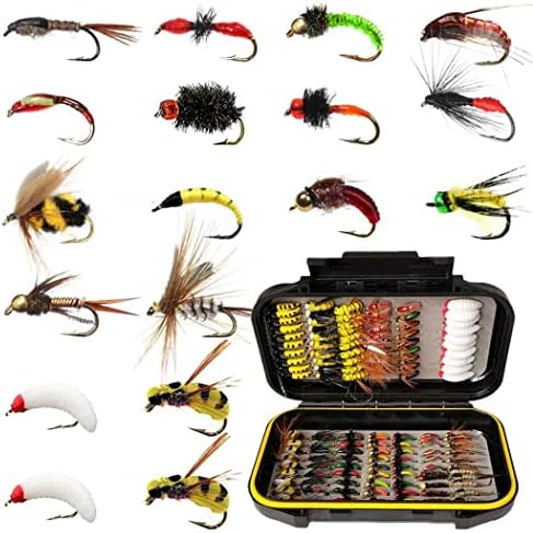 Fly Fishing Flies Kit Trout Steelhead Salmon Bass Flies Assortment 32Pcs-148pcs Include Dry Wet Flies Nymphs Streamers Maggot, Fly Lure Set by Qievcrme